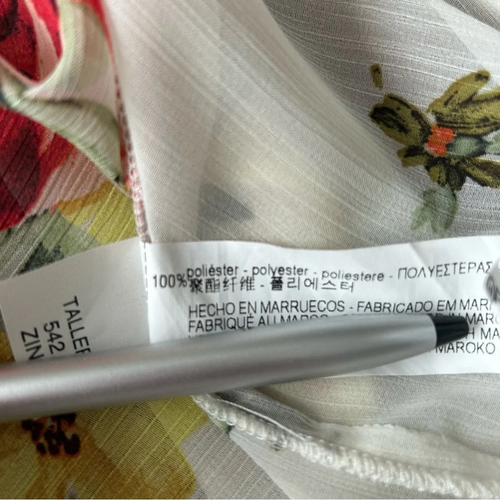 Zara sheer cream floral short sleeve coverup‎ maxi kimono duster